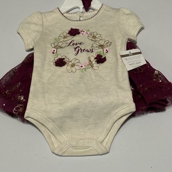 Baby Starter Cream and Maroon 2 piece skirt set | Size 6 Month - Picture 3 of 14